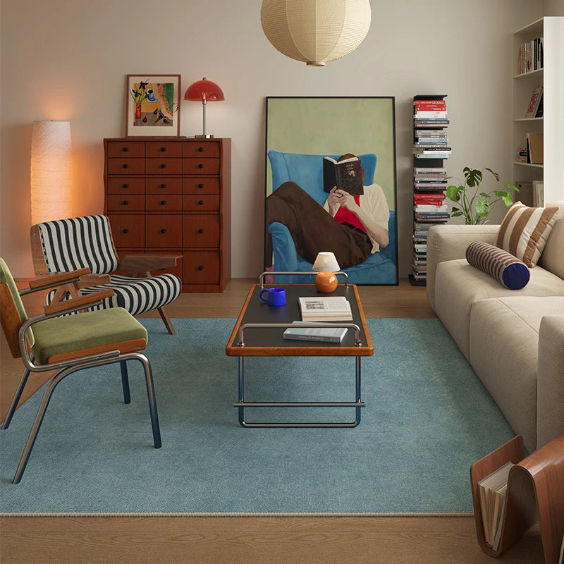 Solid Color Retro Carpets for Living Room Large Area Bedroom Decor Soft Carpet Washable Lounge Floor Mat Anti-slip Cloakroom Rug