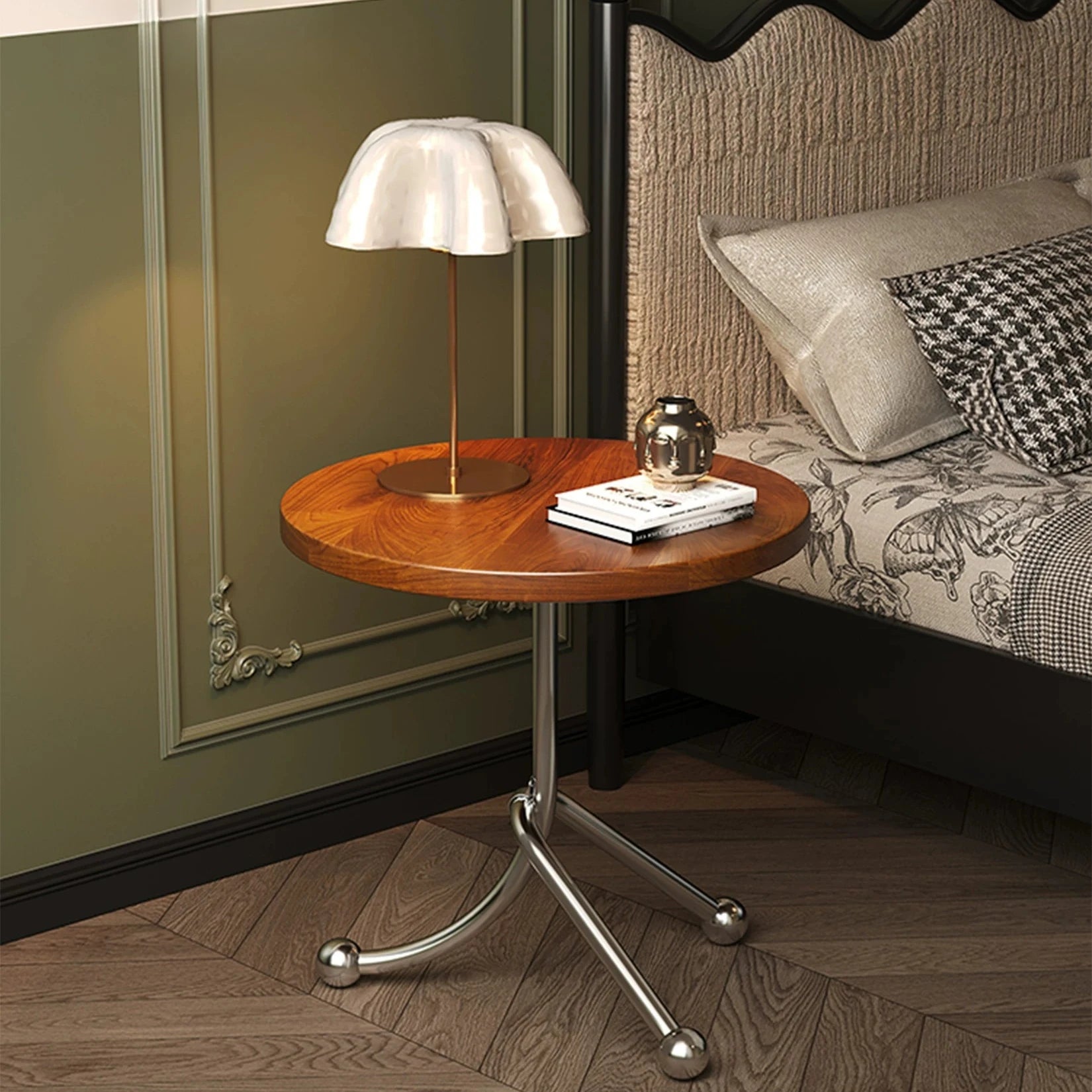 The Ronde – Round Metal Bedside Table with Storage Shelf