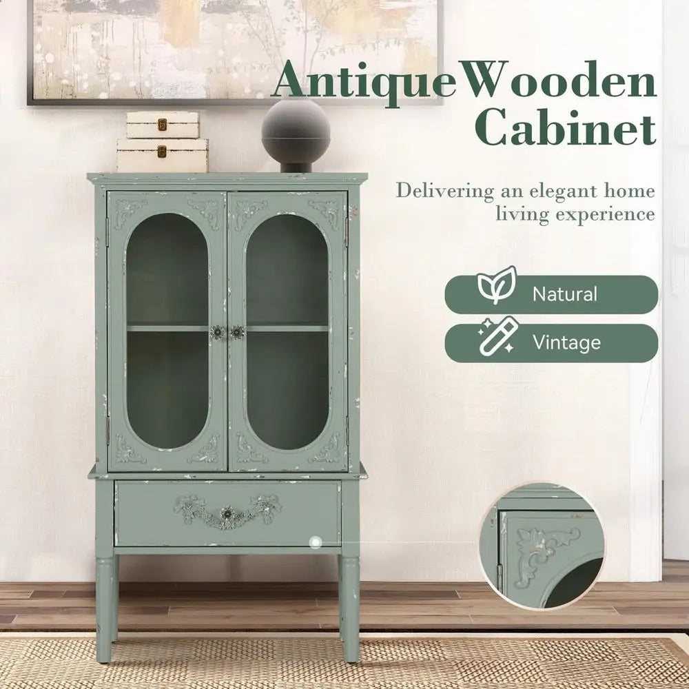 The Emerald Vault Tall Wooden Cabinet