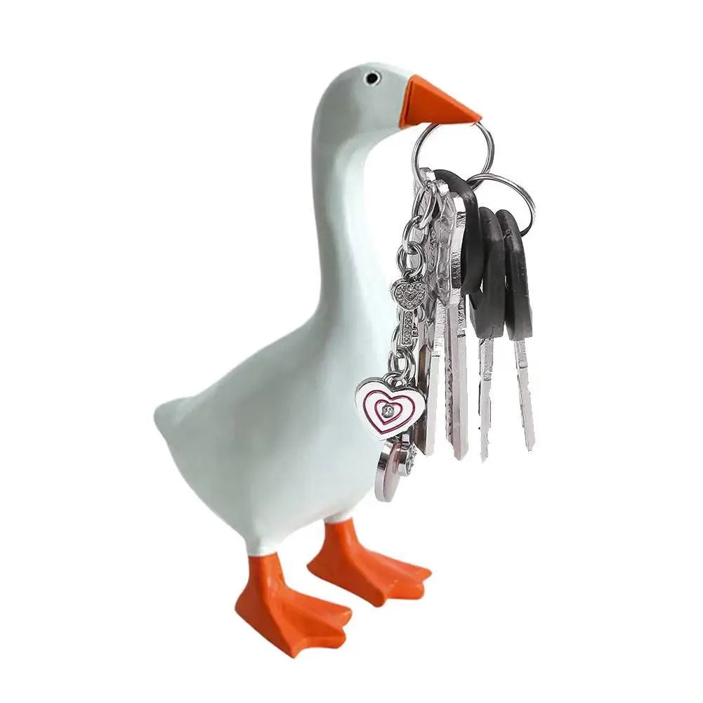 2025 New Resin Material Magnetic Goose Key Holder Gift Idea Cute Duck Figurine Functional Decor Tool Rack Office Desk