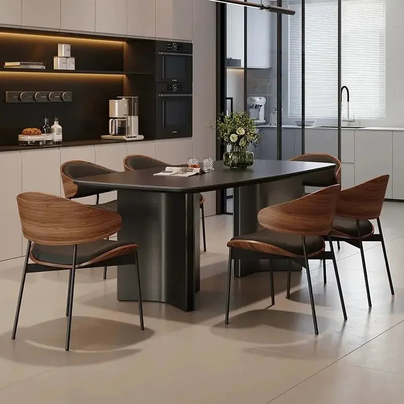 The Bentwood – Upholstered Mid-Century Dining Chair in Black Walnut & Leather