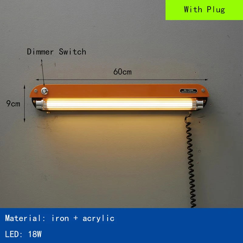 Japanese Vintage LED Wall Lamp – Iron & Acrylic Art Deco Lighting