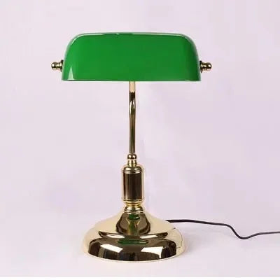 Retro Bank Table Lamp European Style Glass Lamp Office  Antique Copper Colour Living Room Bedroom Decorative Bedside Desk Lamp