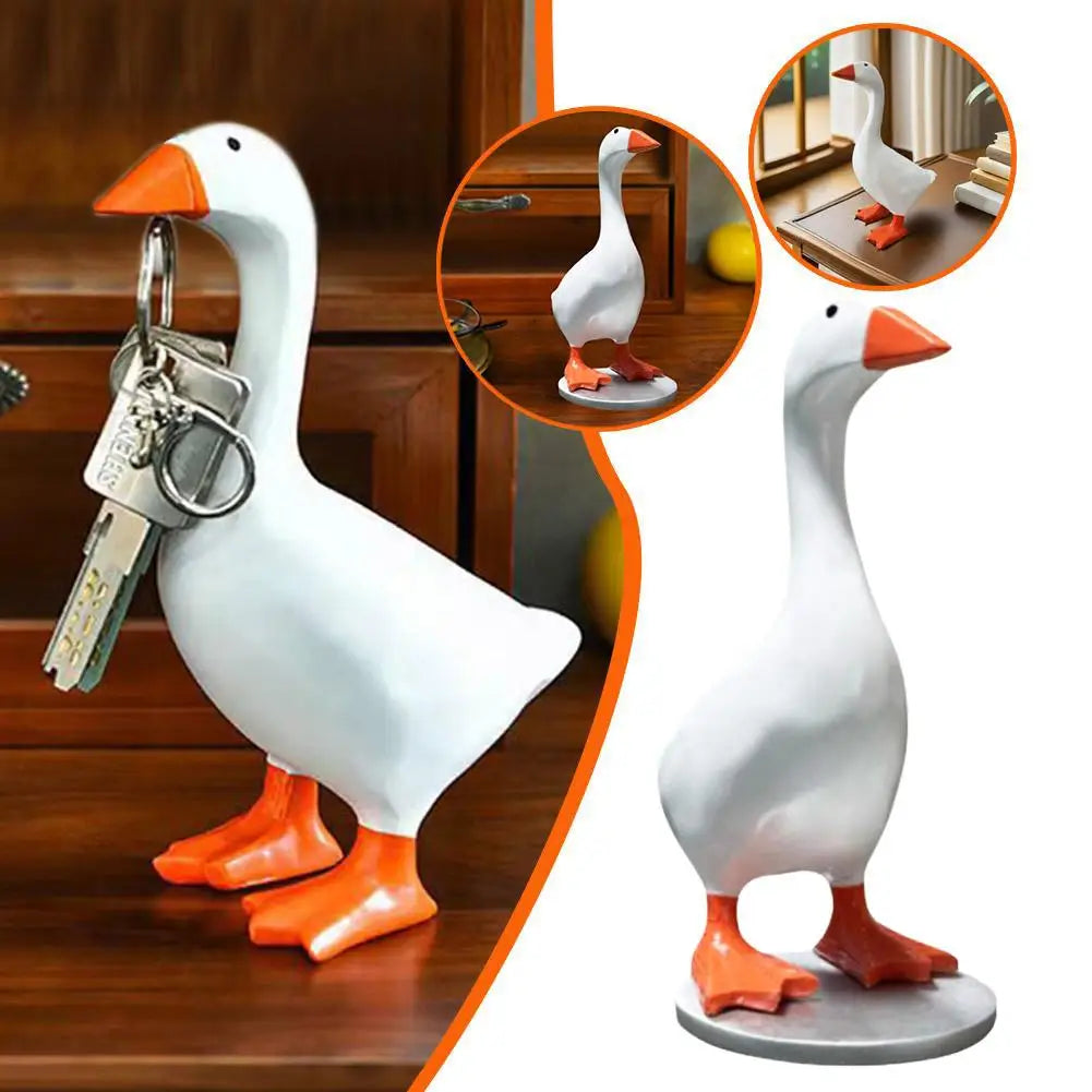 2025 New Resin Material Magnetic Goose Key Holder Gift Idea Cute Duck Figurine Functional Decor Tool Rack Office Desk