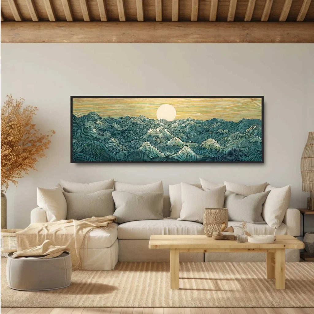 The Great Wave – Japanese Ukiyo-e Panoramic Canvas Wall Art (Unframed)