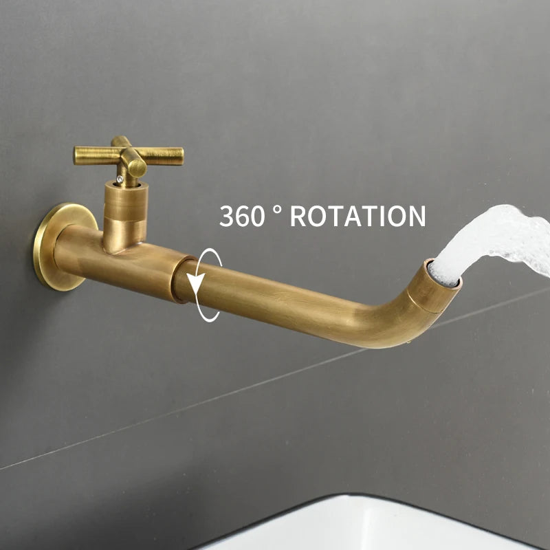 ELLEN Single Cold Faucet Wall Outdoor Mop Pool Faucet Antique Bronze Wall Kitchen Sink Faucet Rotatable ML985