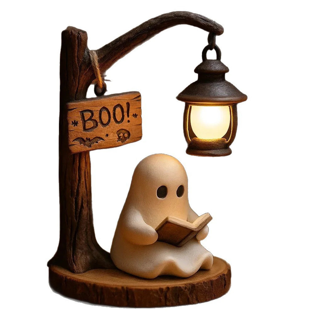 3D Resin Halloween Ghost Reading Lantern Reading Corner Light Aesthetic Lantern For Indoor Living Room Bedroom Decorations