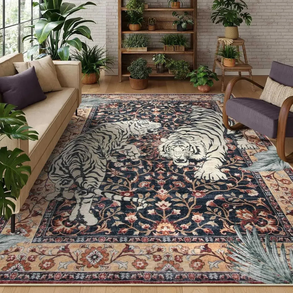 The Wilder Vintage Tiger Flannel Area Rug
