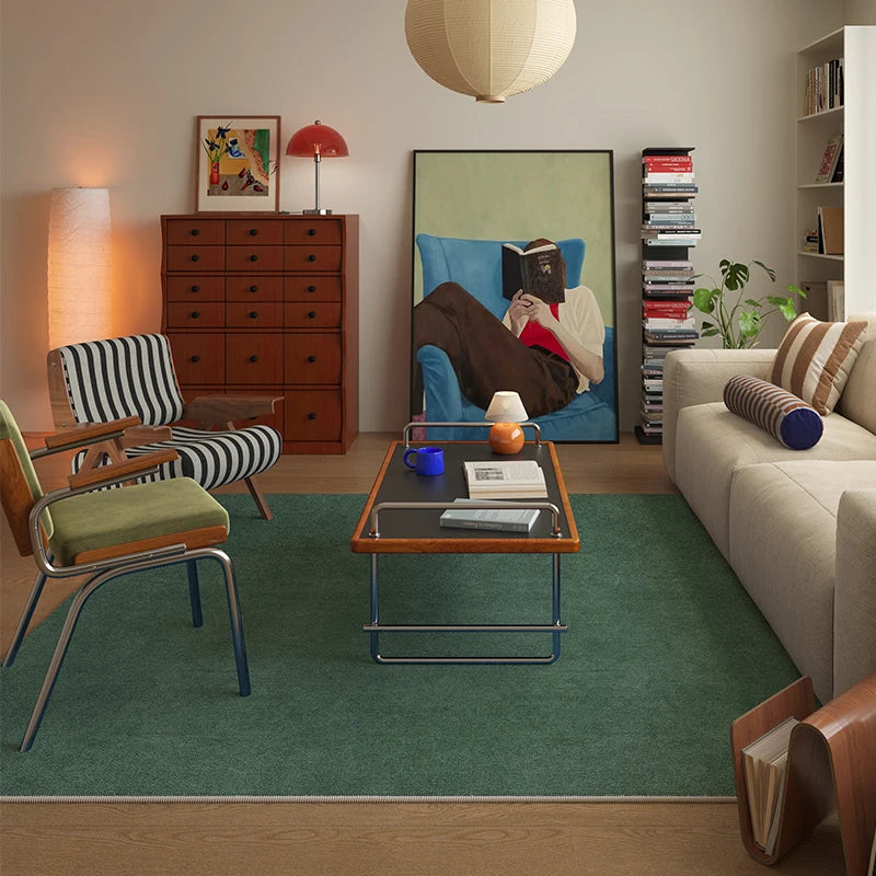 Solid Color Retro Carpets for Living Room Large Area Bedroom Decor Soft Carpet Washable Lounge Floor Mat Anti-slip Cloakroom Rug