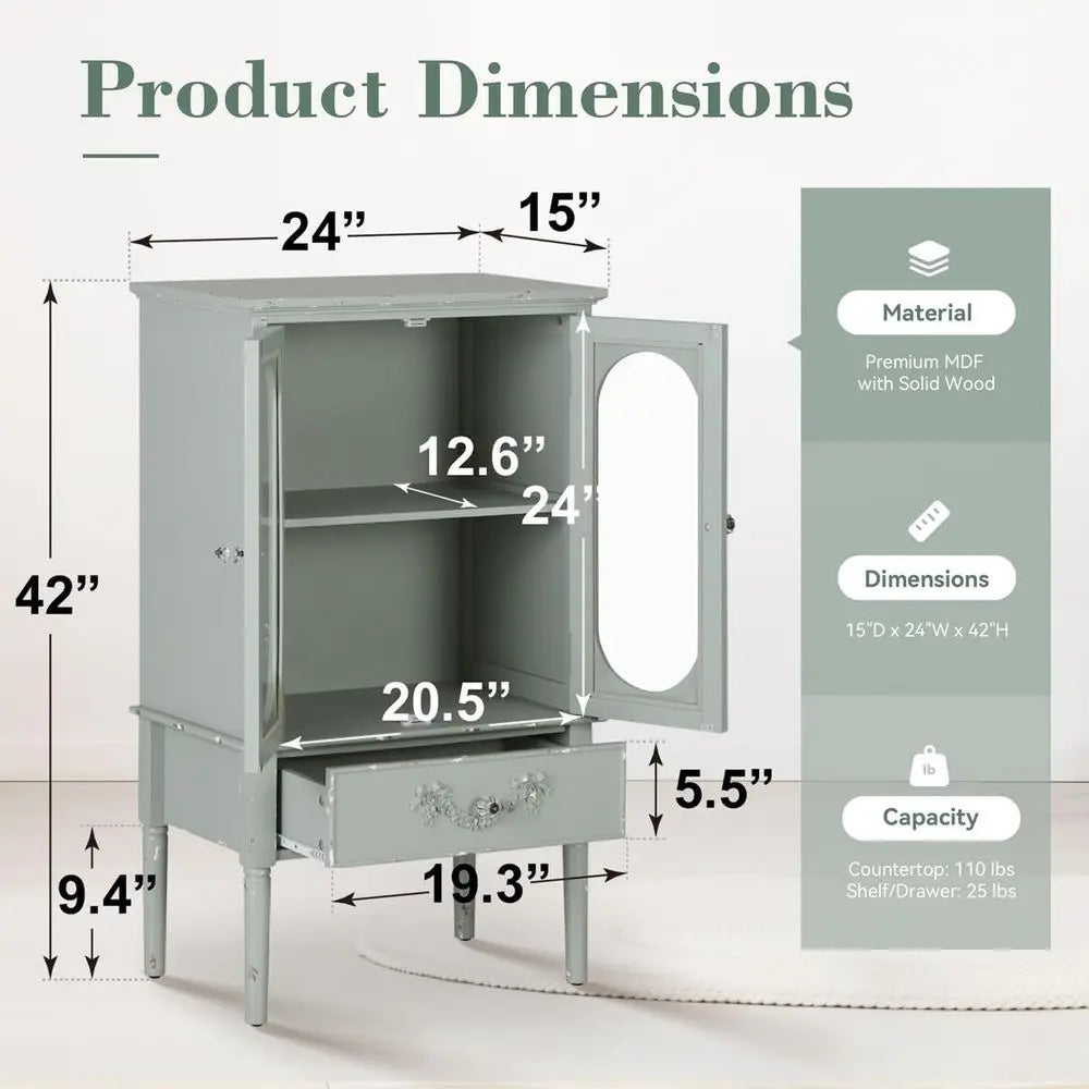 The Emerald Vault Tall Wooden Cabinet