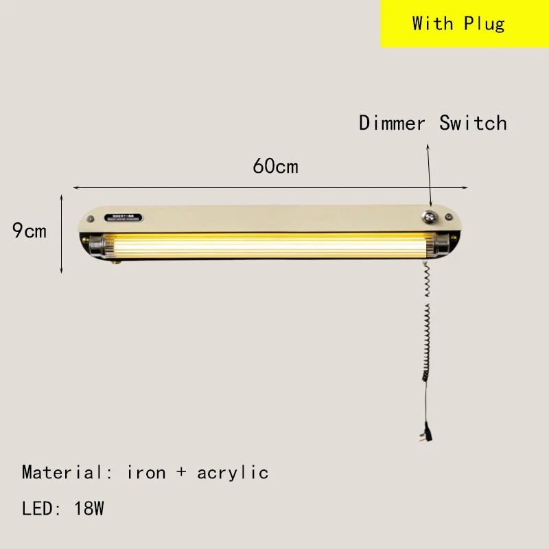 Japanese Vintage LED Wall Lamp – Iron & Acrylic Art Deco Lighting
