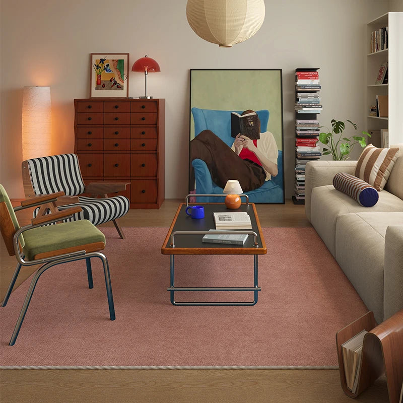 Solid Color Retro Carpets for Living Room Large Area Bedroom Decor Soft Carpet Washable Lounge Floor Mat Anti-slip Cloakroom Rug