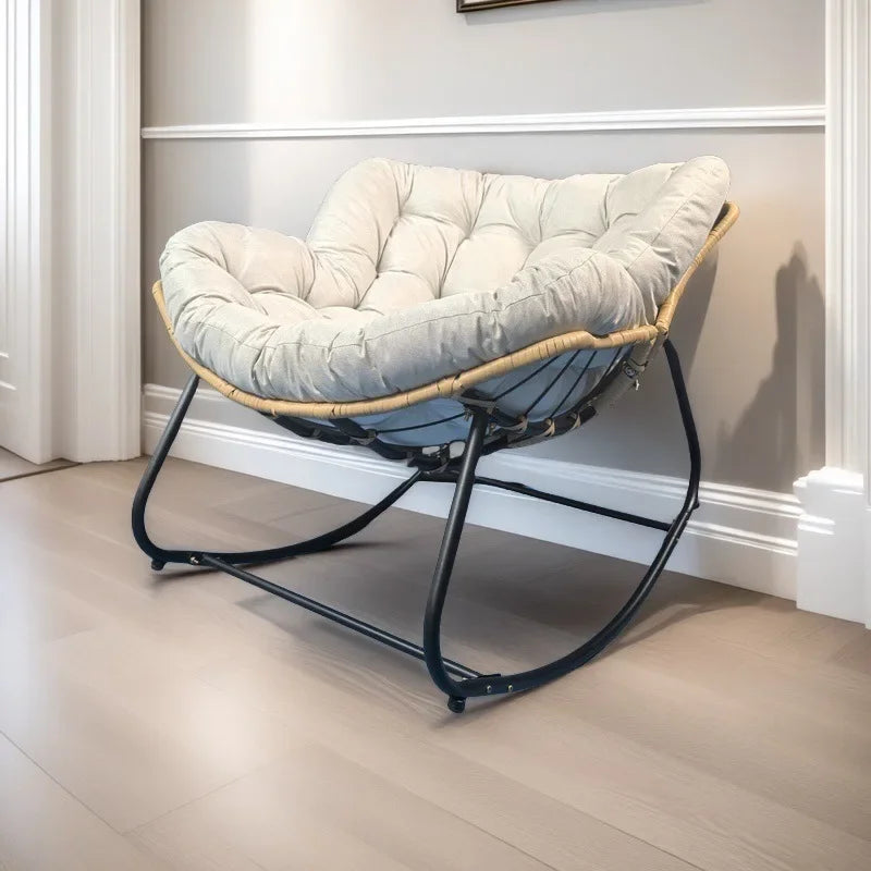 The Nest – Wicker Rattan Rocking Lounge Chair for Balcony & Living Room