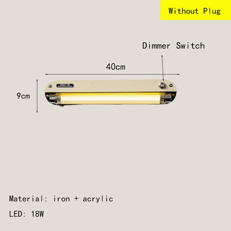Japanese Vintage LED Wall Lamp – Iron & Acrylic Art Deco Lighting