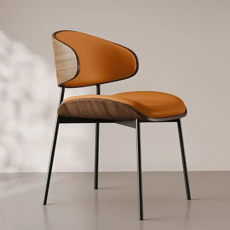 The Bentwood – Upholstered Mid-Century Dining Chair in Black Walnut & Leather