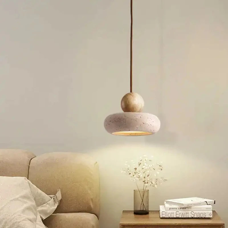 Vintage pendant light with natural yellow agate stone, perfect for bedroom or restaurant