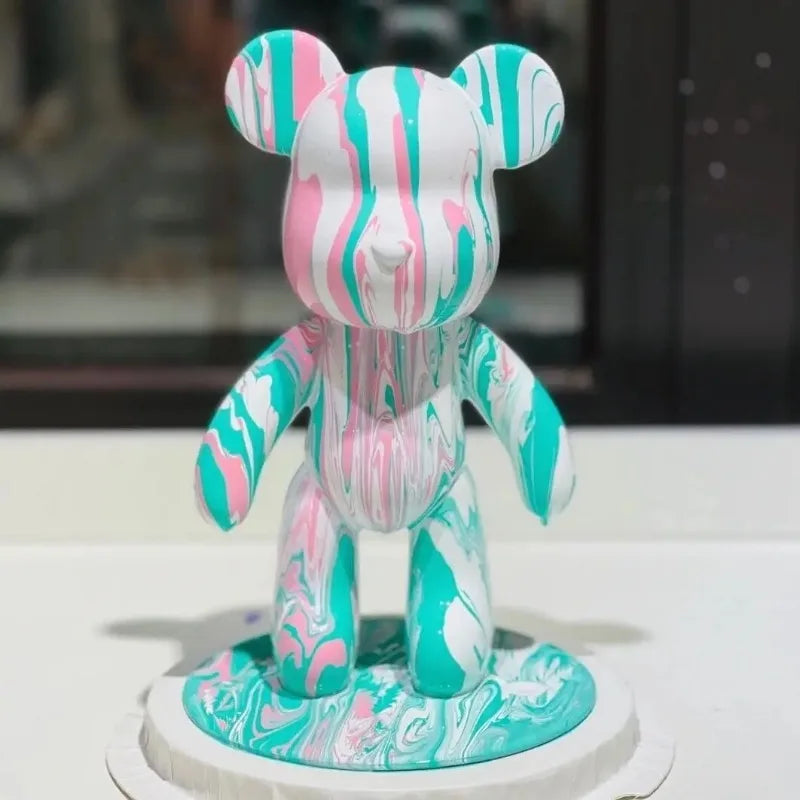 23cm DIY Paint Fluid Bear Figure Handmade Pigment Doll White Vinyl Bear Figurine Sculpture Table Accessories Home Decor Gifts