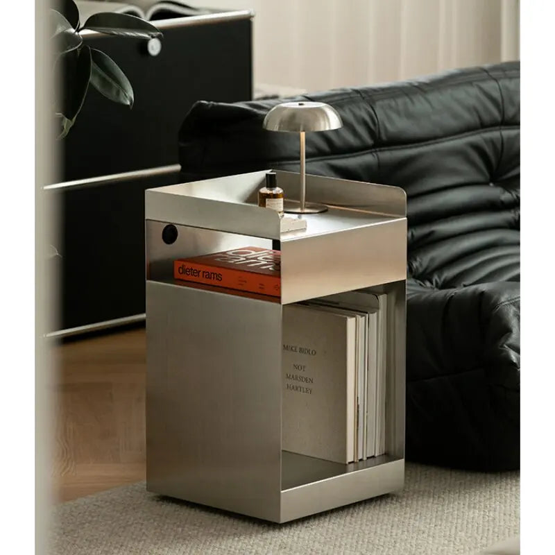 The Rover – Movable Stainless Steel Sofa Side Table with Storage