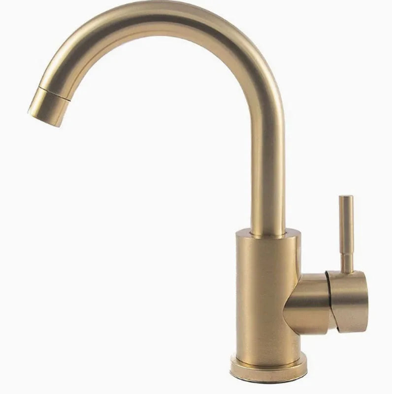 304 stainless steel kitchen faucet brushed gold wash basin hot and cold faucet bathroom swivel faucet