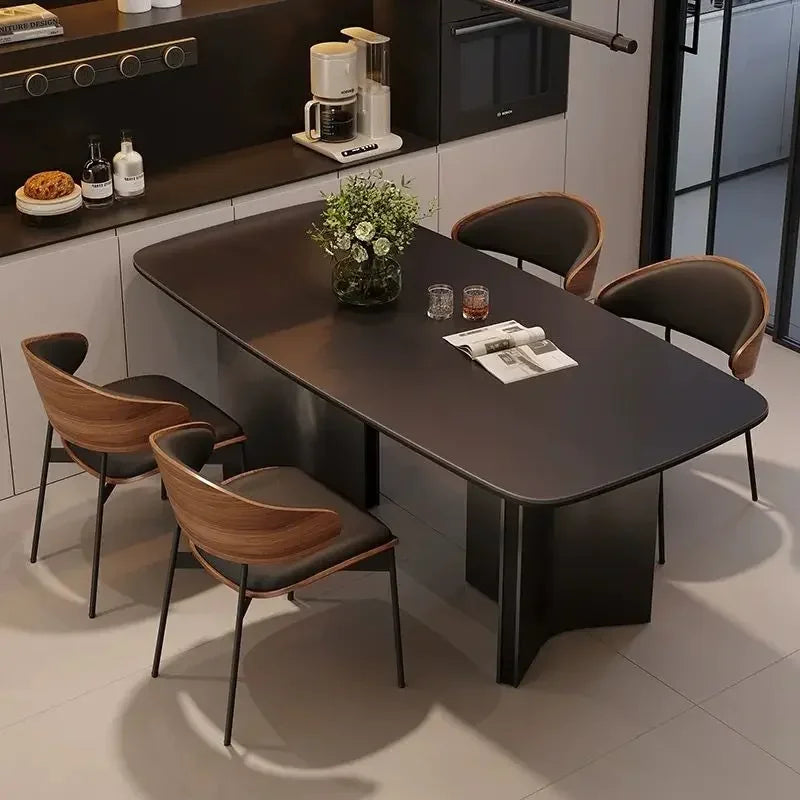 The Bentwood – Upholstered Mid-Century Dining Chair in Black Walnut & Leather