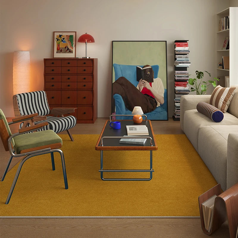 Solid Color Retro Carpets for Living Room Large Area Bedroom Decor Soft Carpet Washable Lounge Floor Mat Anti-slip Cloakroom Rug