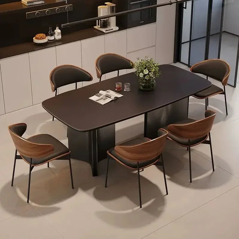 The Bentwood – Upholstered Mid-Century Dining Chair in Black Walnut & Leather