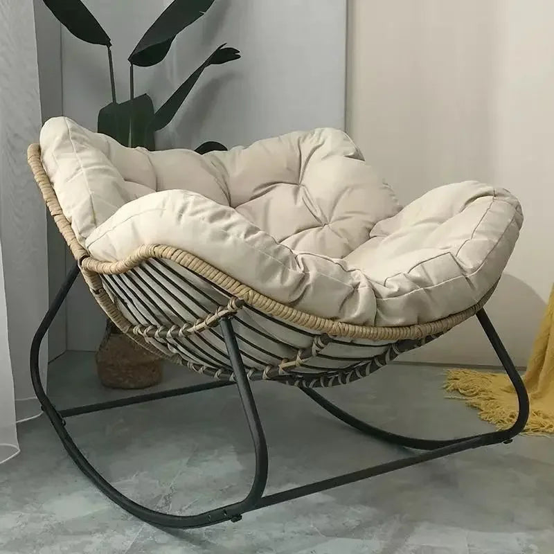 The Nest – Wicker Rattan Rocking Lounge Chair for Balcony & Living Room