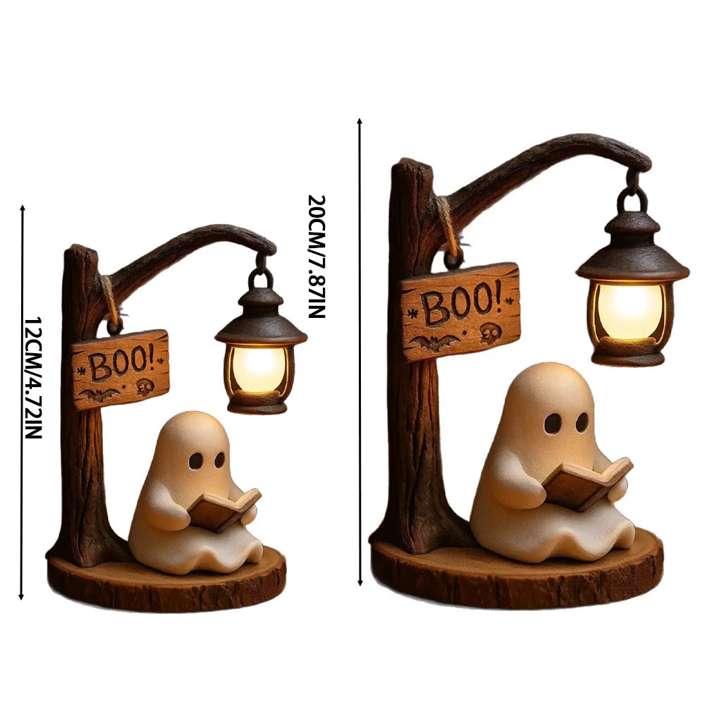 3D Resin Halloween Ghost Reading Lantern Reading Corner Light Aesthetic Lantern For Indoor Living Room Bedroom Decorations