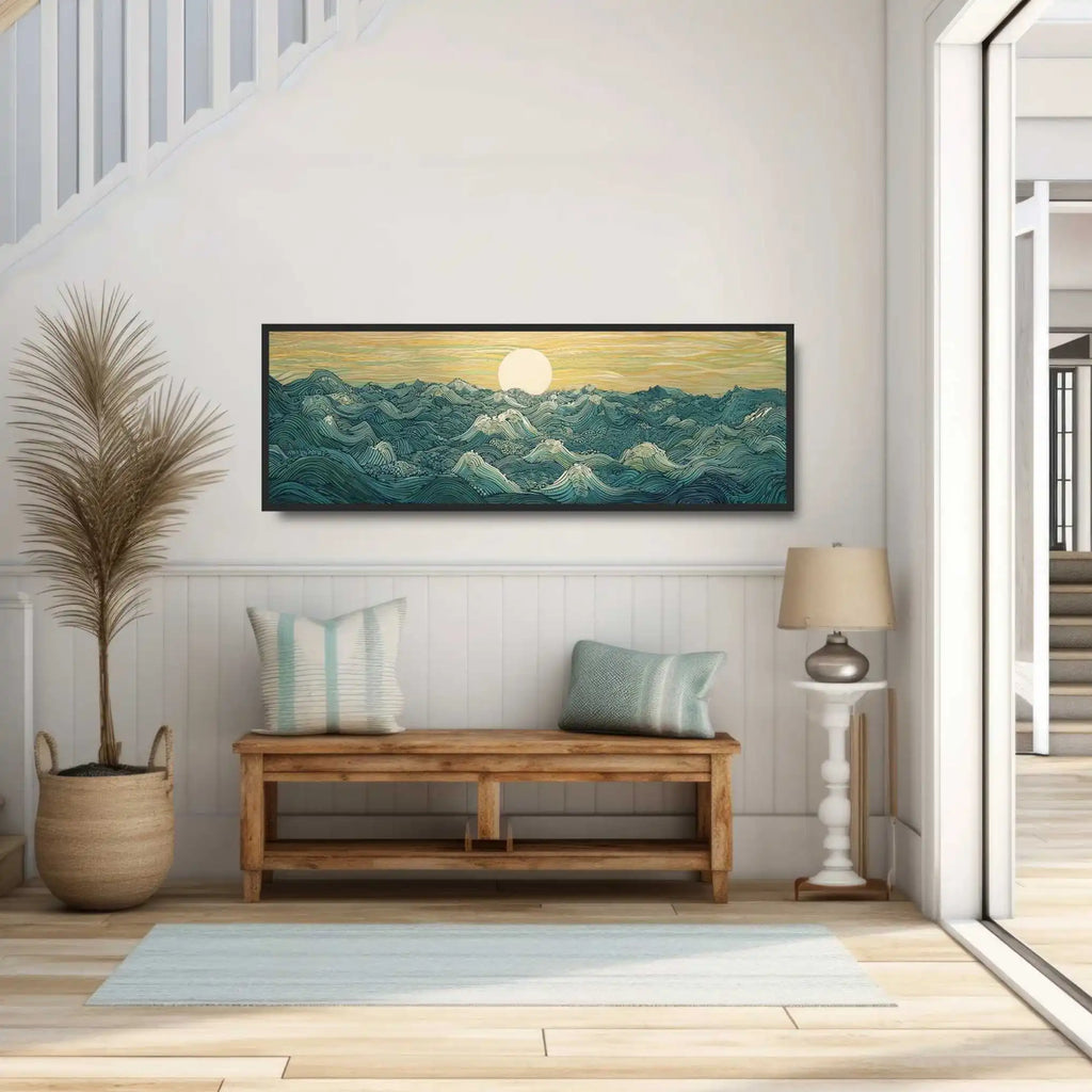 The Great Wave – Japanese Ukiyo-e Panoramic Canvas Wall Art (Unframed)