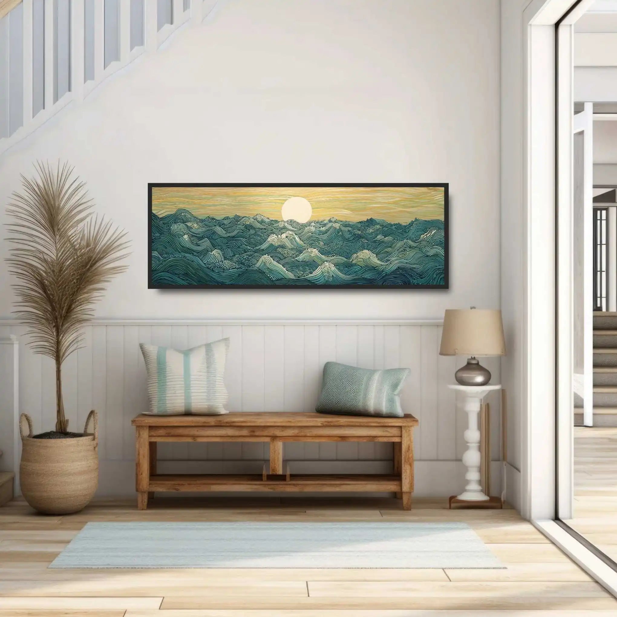 The Great Wave – Japanese Ukiyo-e Panoramic Canvas Wall Art (Unframed)