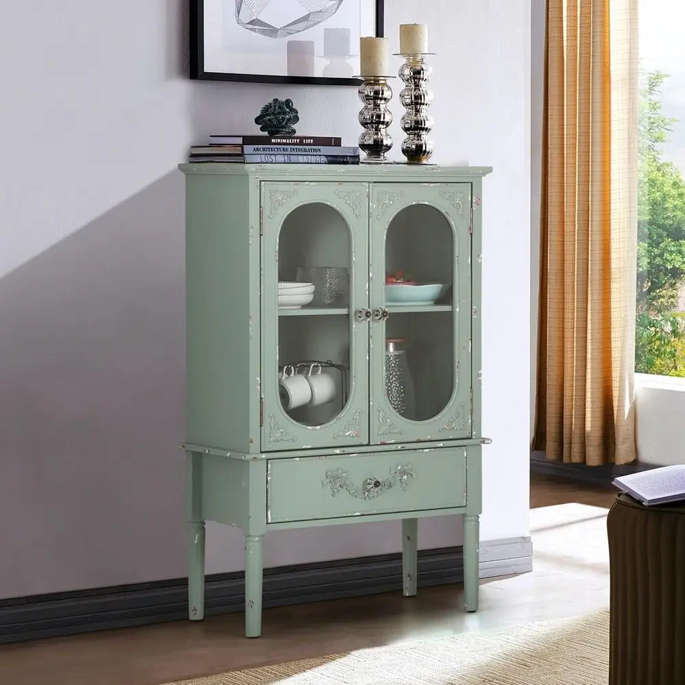 The Emerald Vault Tall Wooden Cabinet