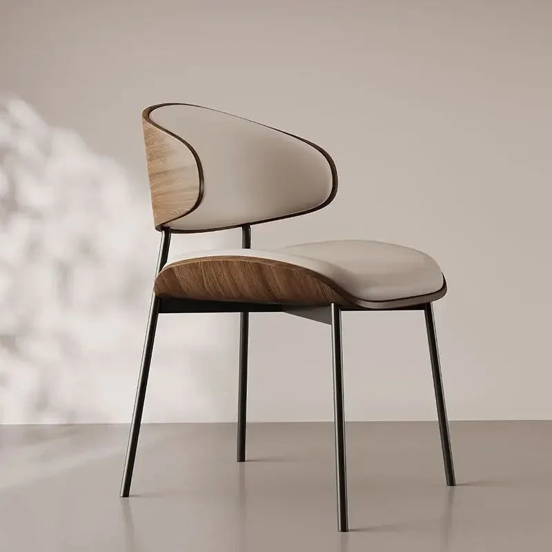 The Bentwood – Upholstered Mid-Century Dining Chair in Black Walnut & Leather