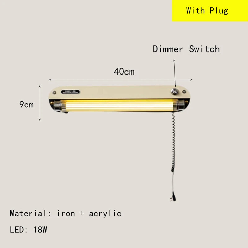 Japanese Vintage LED Wall Lamp – Iron & Acrylic Art Deco Lighting