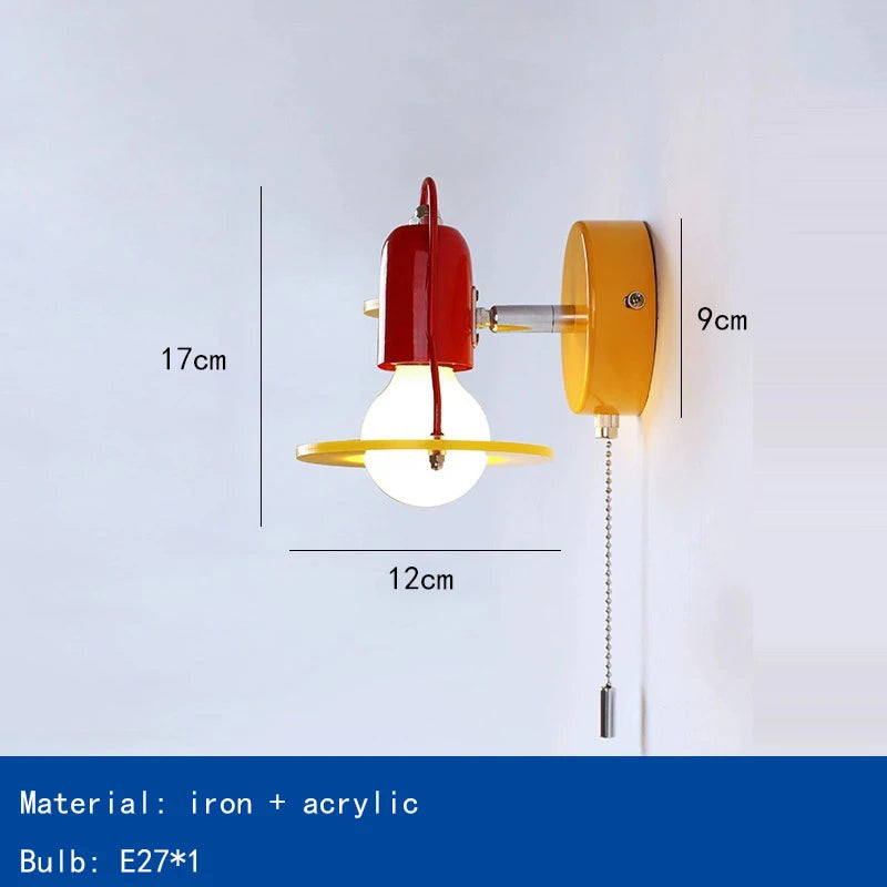 Vintage Creative Iron Acrylic LED Decor Home Wall Lamp Vintage Colorful Bedroom Foyer Dining Room Lighting Fixtures