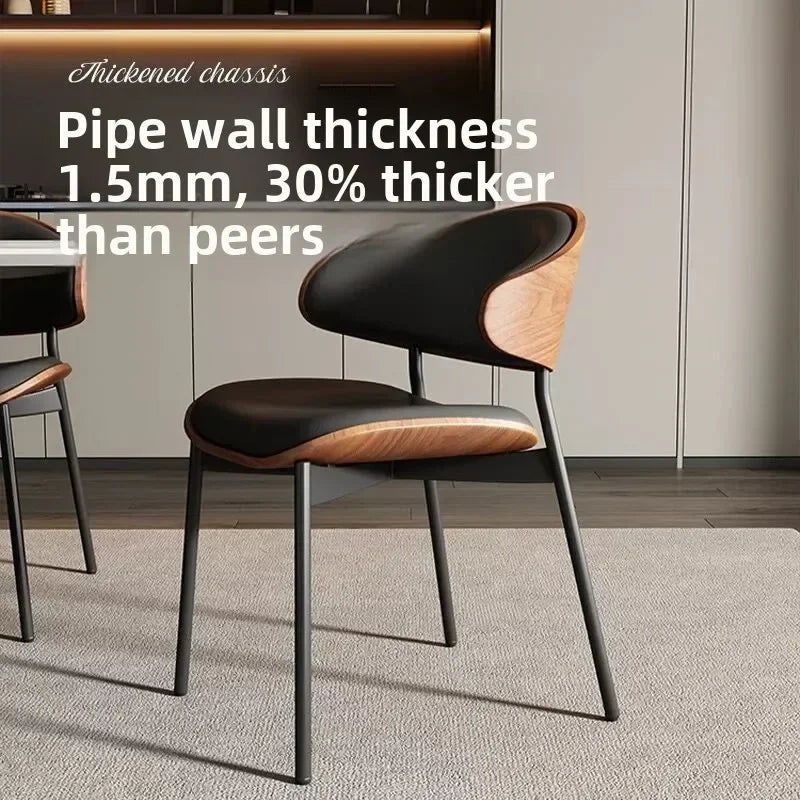 The Bentwood – Upholstered Mid-Century Dining Chair in Black Walnut & Leather