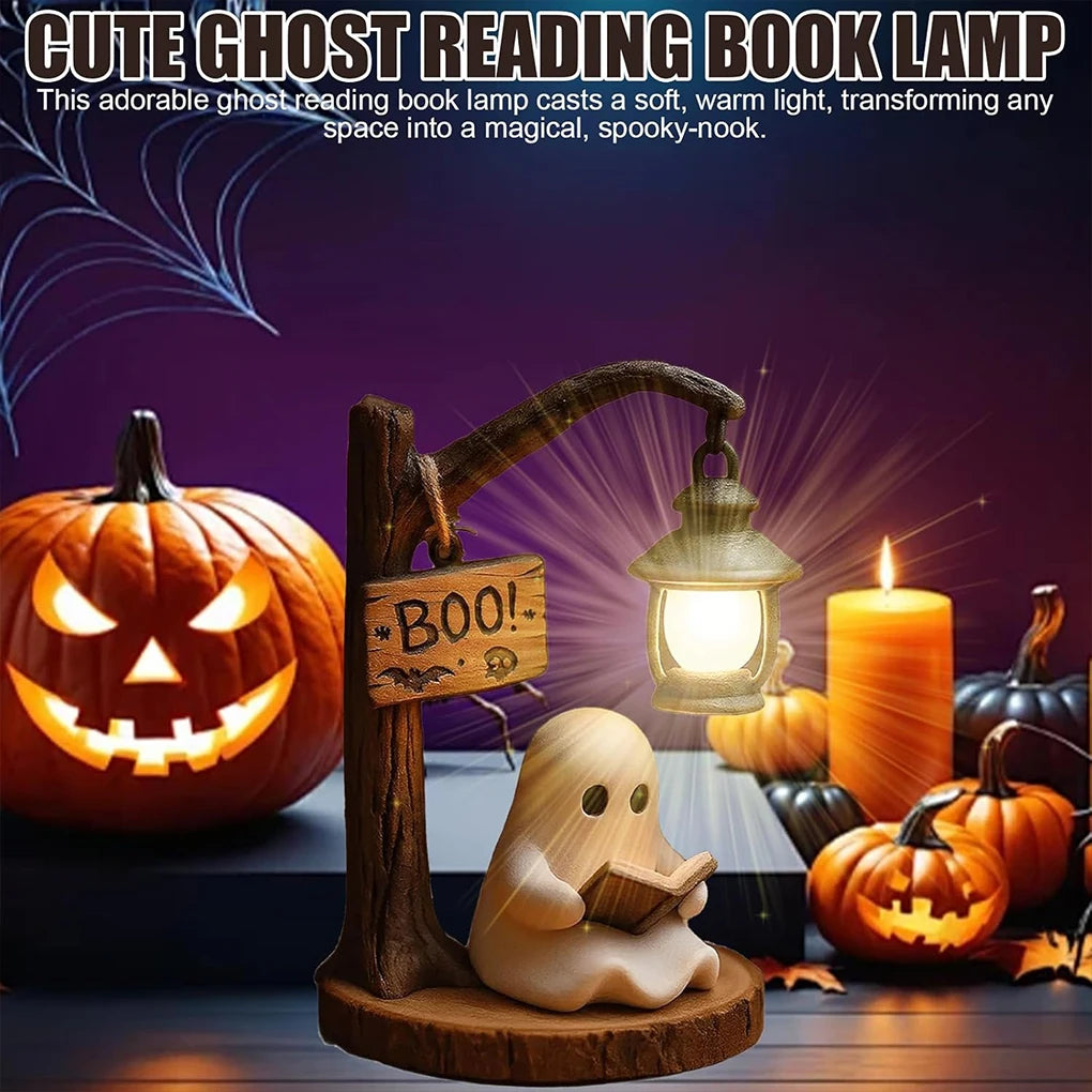 3D Resin Halloween Ghost Reading Lantern Reading Corner Light Aesthetic Lantern For Indoor Living Room Bedroom Decorations