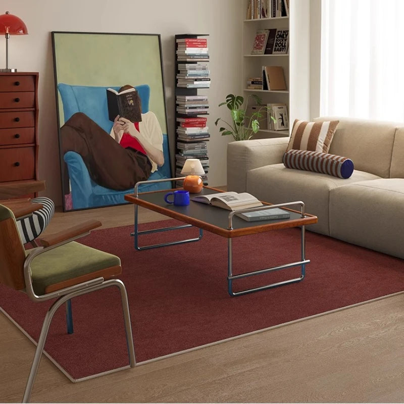 Solid Color Retro Carpets for Living Room Large Area Bedroom Decor Soft Carpet Washable Lounge Floor Mat Anti-slip Cloakroom Rug