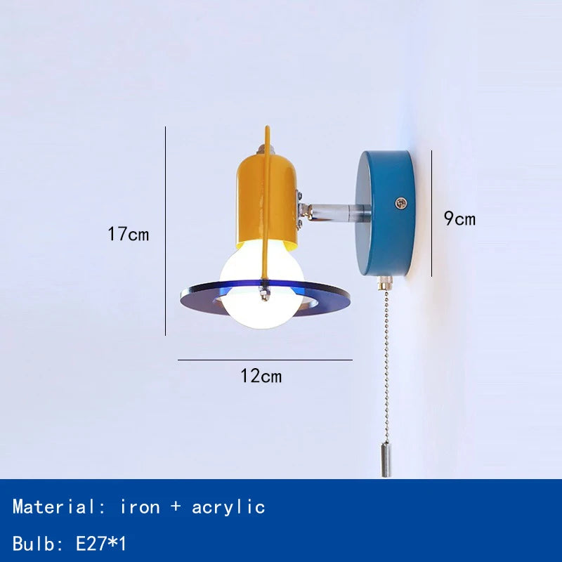 Vintage Creative Iron Acrylic LED Decor Home Wall Lamp Vintage Colorful Bedroom Foyer Dining Room Lighting Fixtures