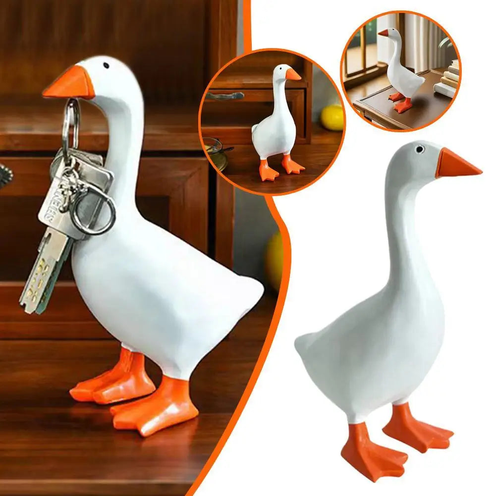 2025 New Resin Material Magnetic Goose Key Holder Gift Idea Cute Duck Figurine Functional Decor Tool Rack Office Desk