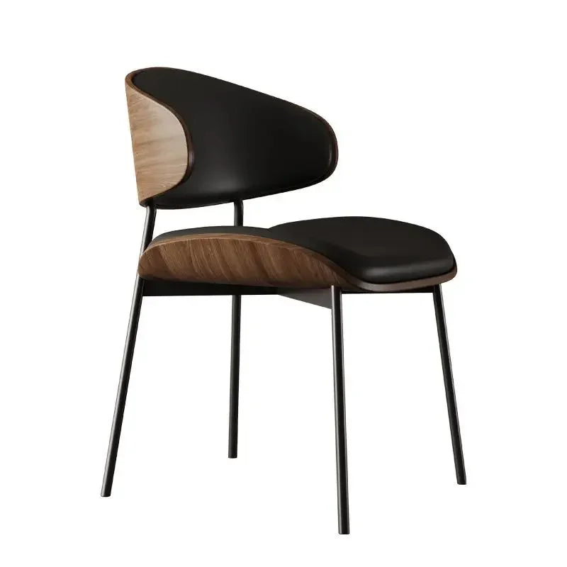 The Bentwood – Upholstered Mid-Century Dining Chair in Black Walnut & Leather