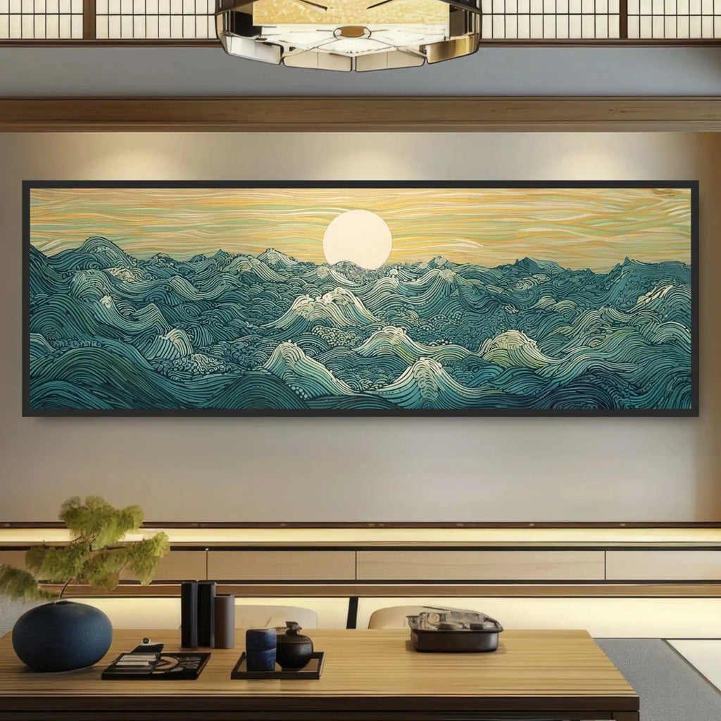 The Great Wave – Japanese Ukiyo-e Panoramic Canvas Wall Art (Unframed)