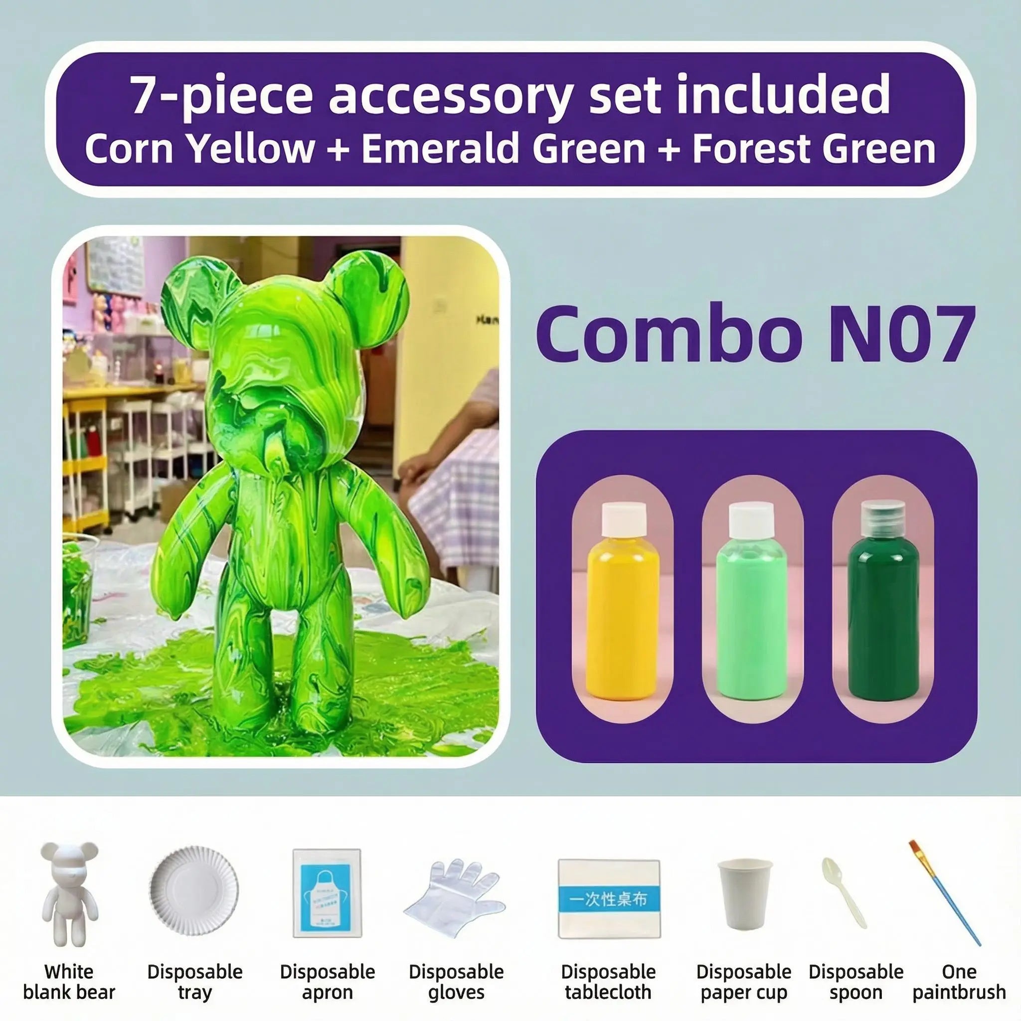 23cm DIY Paint Fluid Bear Figure Handmade Pigment Doll White Vinyl Bear Figurine Sculpture Table Accessories Home Decor Gifts